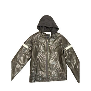 Structure Leather Jacket Men's Small Black Sherpa Lined Full Zip Jacket Handpick